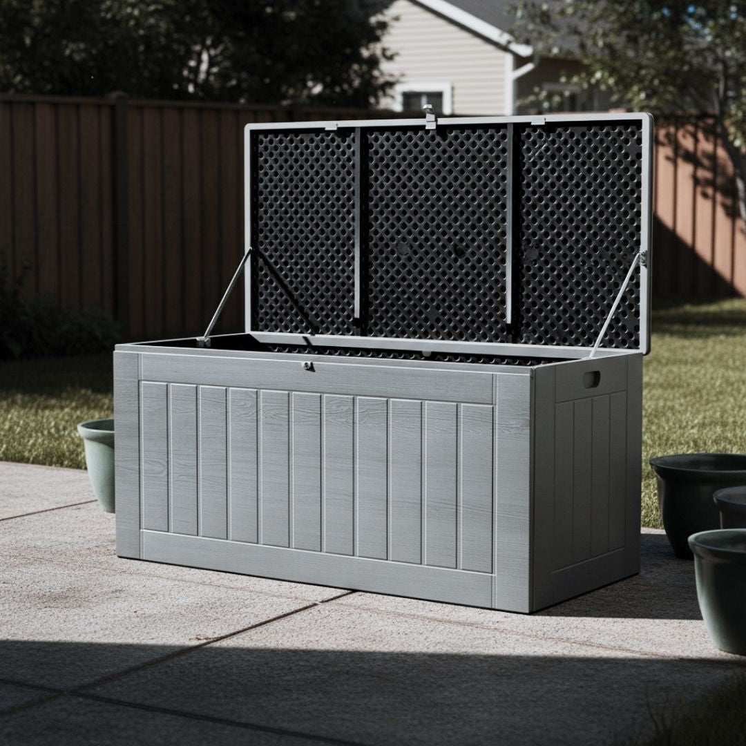 Gardeon Outdoor Storage Box 830L | Bench Seat Lockable Garden Tool Shed