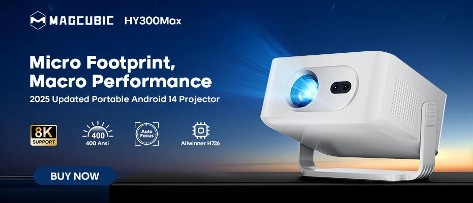 Smart 1080P Projector | Android 14, 650 ANSI, 360° Rotate & 8K Support