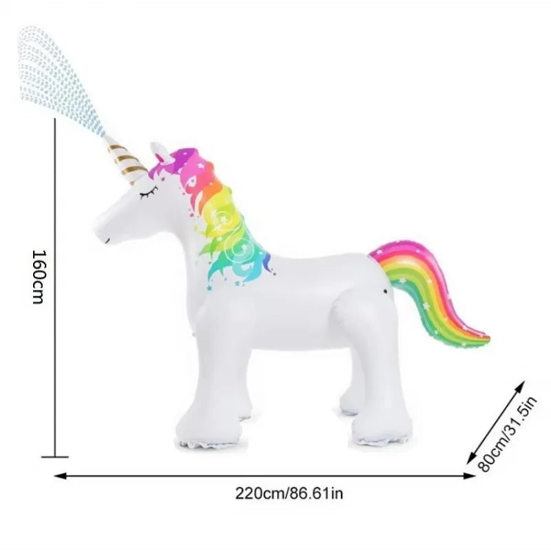 160cm Giant Inflatable Unicorn Water Sprinkler - Outdoor Summer Toy