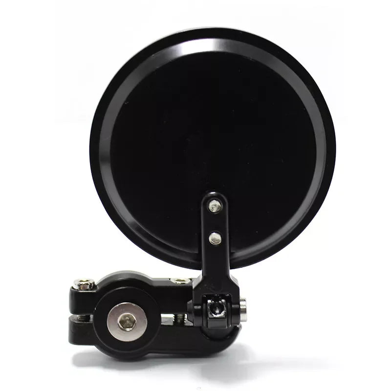 Universal 22mm Round Bar End Mirrors - Foldable Black Aluminum