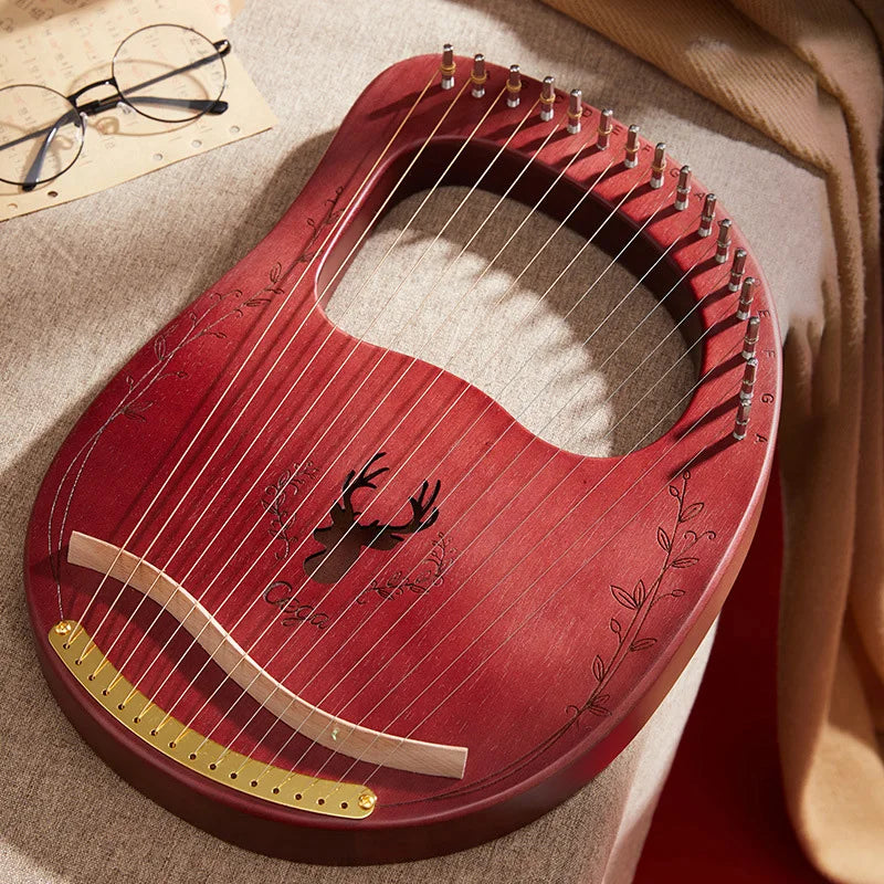 16 String Lyre Harp Mahogany Wood | Ancient Style String Instrument