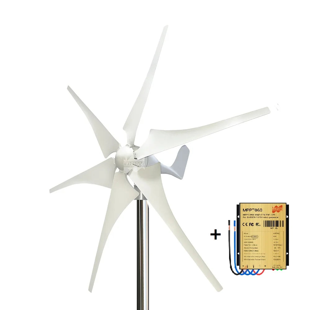 400W Wind Turbine Generator - 12V 24V 6-Blade with MPPT