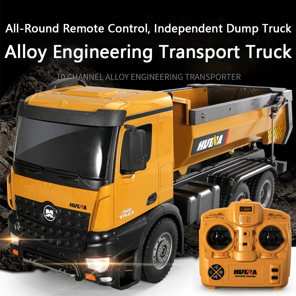 RC Dump Truck 1/14 Scale | 10CH Remote Control Alloy Engineering Toy