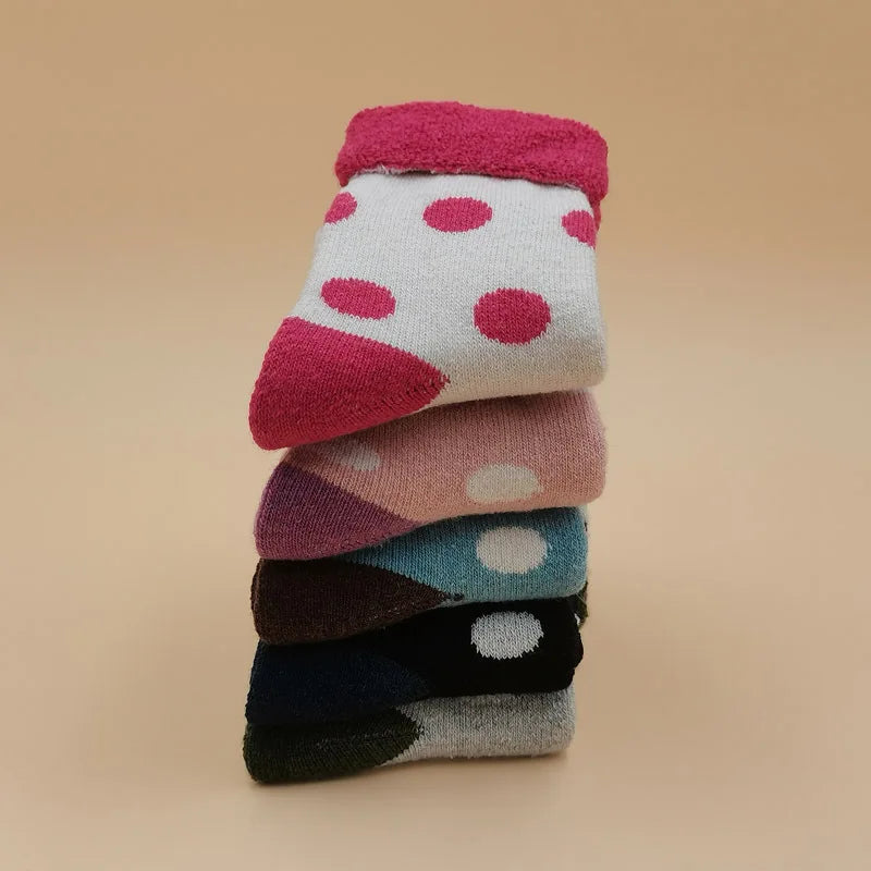 5 Pairs Women's Winter Socks | Retro Japanese Ethnic Knit Wool Blend