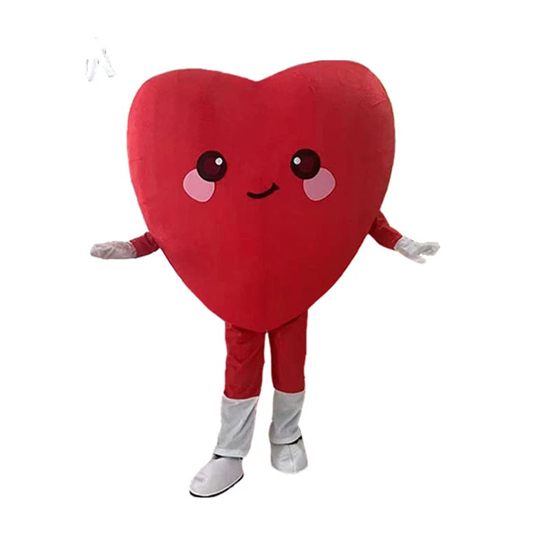 Red Love Heart Mascot Costume | Adult Plush Valentine's Cosplay Suit