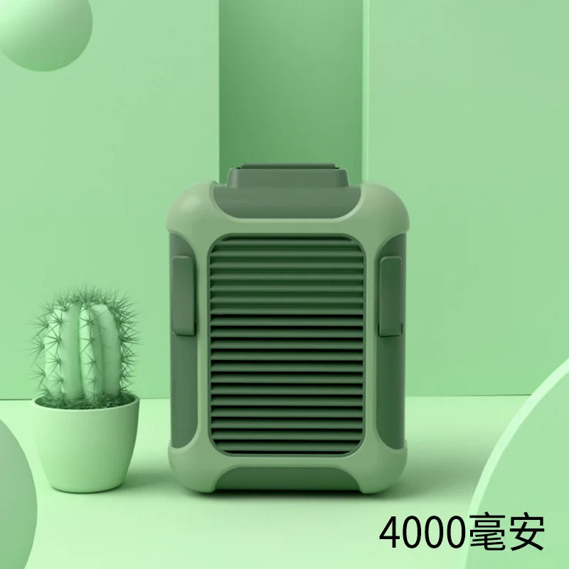 Portable Hands-Free Waist Clip & Neck Fan - USB Rechargeable (Green)