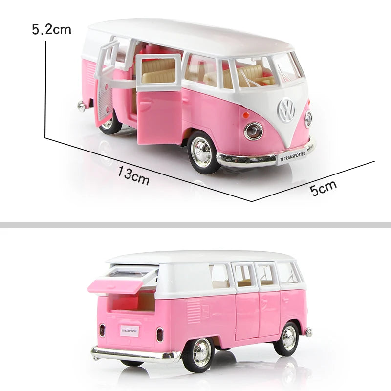 VW T1 Transporter Bus 1:36 Alloy Model | Retro Pull Back Toy Car