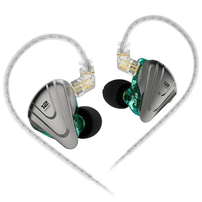 12-Driver Hybrid HIFI Earphones | 1DD+5BA Bass Metal Monitor IEM
