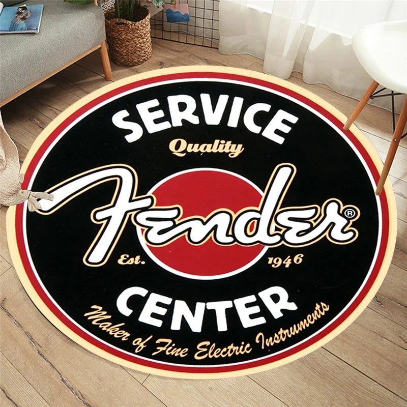 Electric Guitar Round Rug | Rock Music Decor Flannel Non-Slip Mat