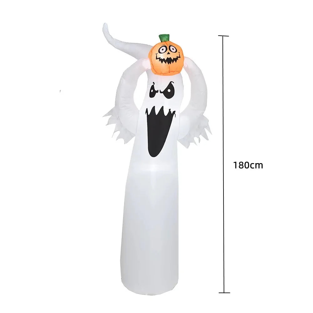 2.4m Halloween Inflatable Ghost | Pumpkin Street Sign LED Yard Decor