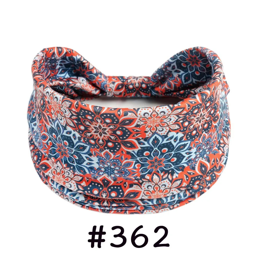 Boho Headbands for Women - Knotted Wide Stretch Turban Wrap