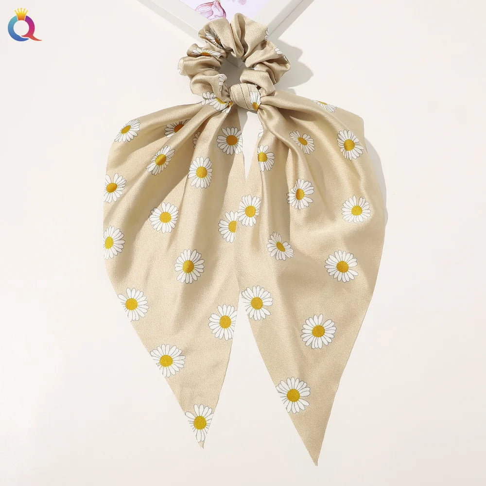 Scarf Pony Tail Scrunchie | Long Ribbon Bow Elastic Hair Tie
