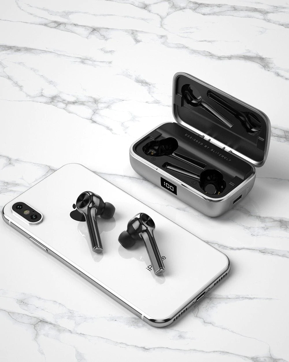 BlitzWolf BW-FYE6 Bluetooth V5.0 In-Ear Earphones | Digital Display Touch Control | Graphene Portable Charger Carry Case for Smartphones - Buy Confidently with Smart Sales Australia