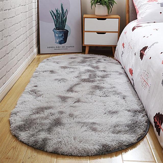 Fluffy Oval-Shaped Carpet Area Rugs For Home Decor - Buy Confidently with Smart Sales Australia