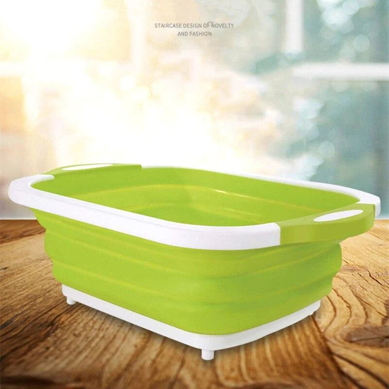 Kitchen Mutli Chopping Board Washing Fruit Ice Bucket Folding Cutting Vegetable Adhesive Household Mildew Drain Foldable Basket - Buy Confidently with Smart Sales Australia