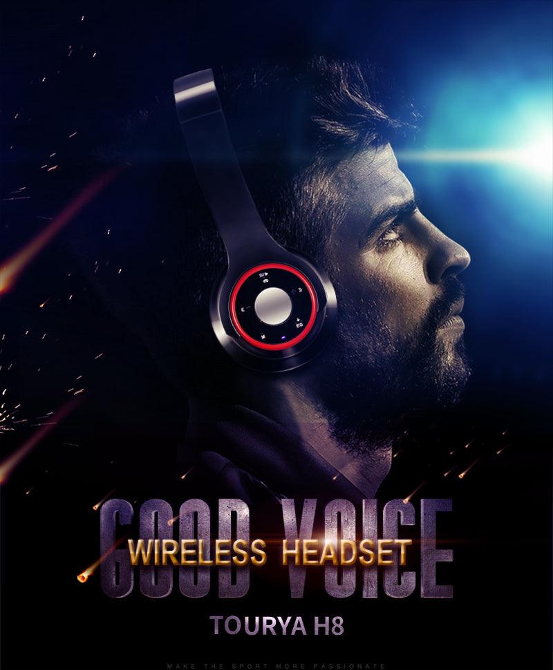 Tourya H8 Wireless BT Headphones Over Ear Head set |Support SD Card with Mic for PC, Phones Mp3 |Additional Feature-Change Music Style - Buy Confidently with Smart Sales Australia