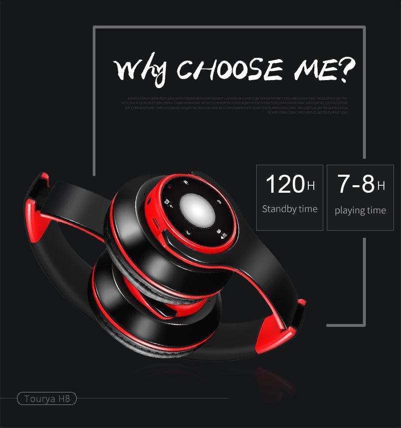 Tourya H8 Wireless BT Headphones Over Ear Head set |Support SD Card with Mic for PC, Phones Mp3 |Additional Feature-Change Music Style - Buy Confidently with Smart Sales Australia