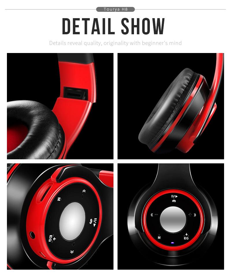 Tourya H8 Wireless BT Headphones Over Ear Head set |Support SD Card with Mic for PC, Phones Mp3 |Additional Feature-Change Music Style - Buy Confidently with Smart Sales Australia