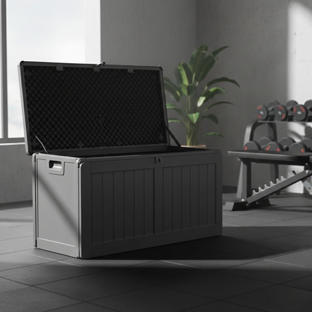 Outdoor Storage Box 190L | Lockable Garden Bench Tool Shed Black