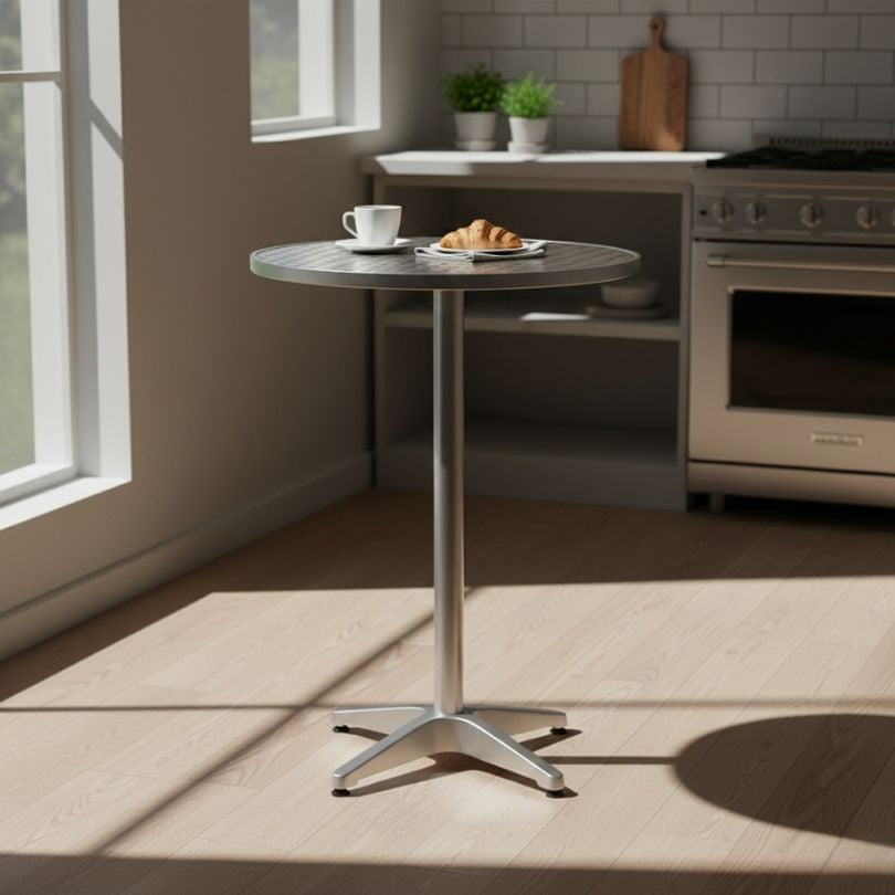 Set of 2 Outdoor Bar Table | Aluminium Round 70-110CM Adjustable