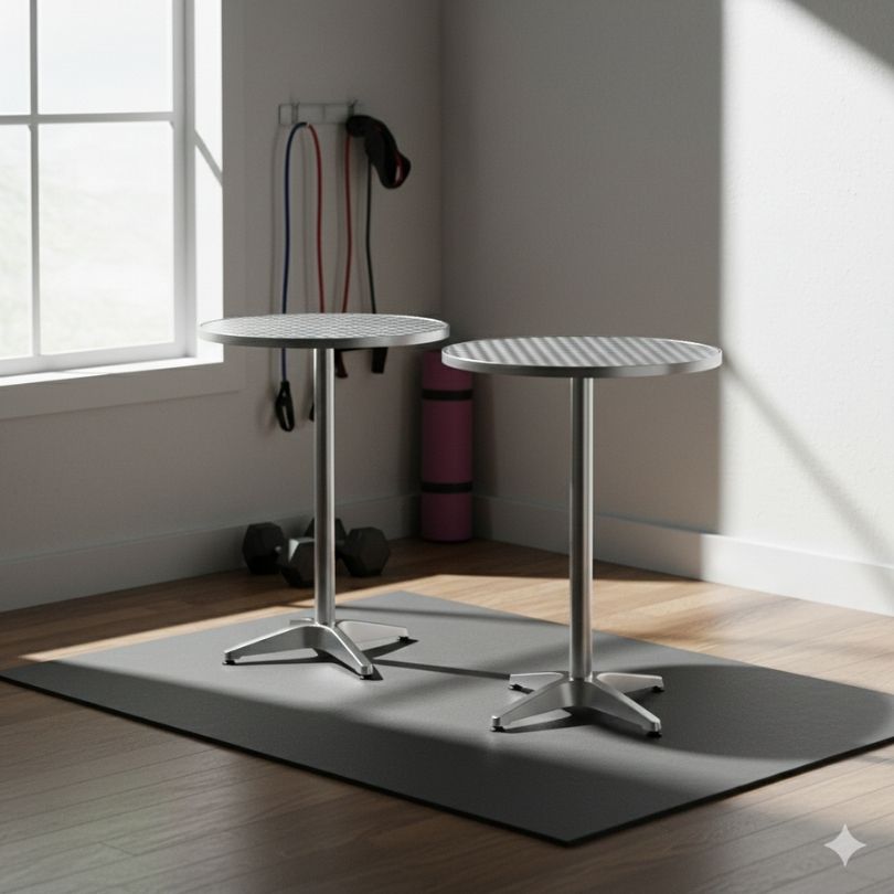 Set of 2 Outdoor Bar Table | Aluminium Round 70-110CM Adjustable