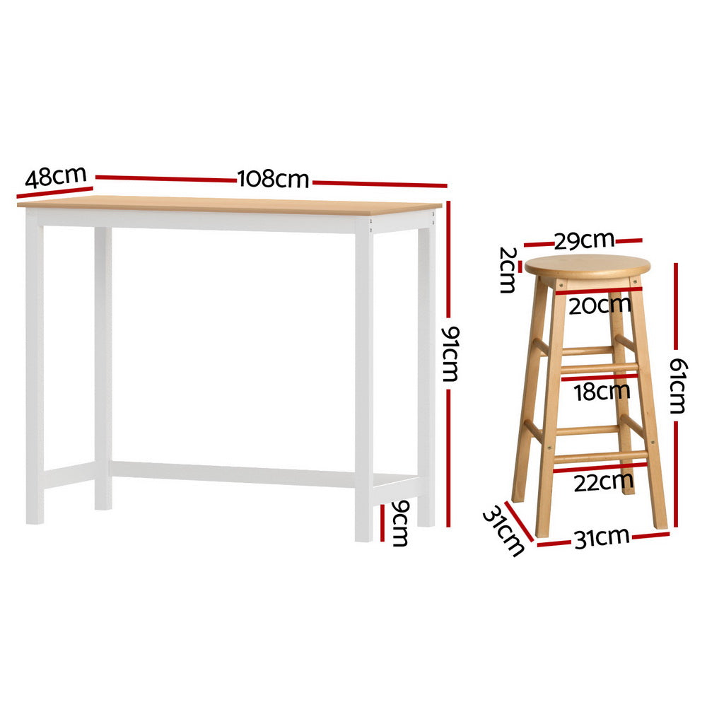Bar Table and Stools Set (4 Chairs) | Pub Dining Desk Kitchen Cafe