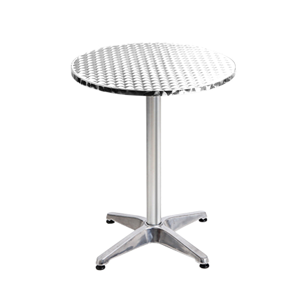 Set of 2 Outdoor Bar Table | Aluminium Round 70-110CM Adjustable