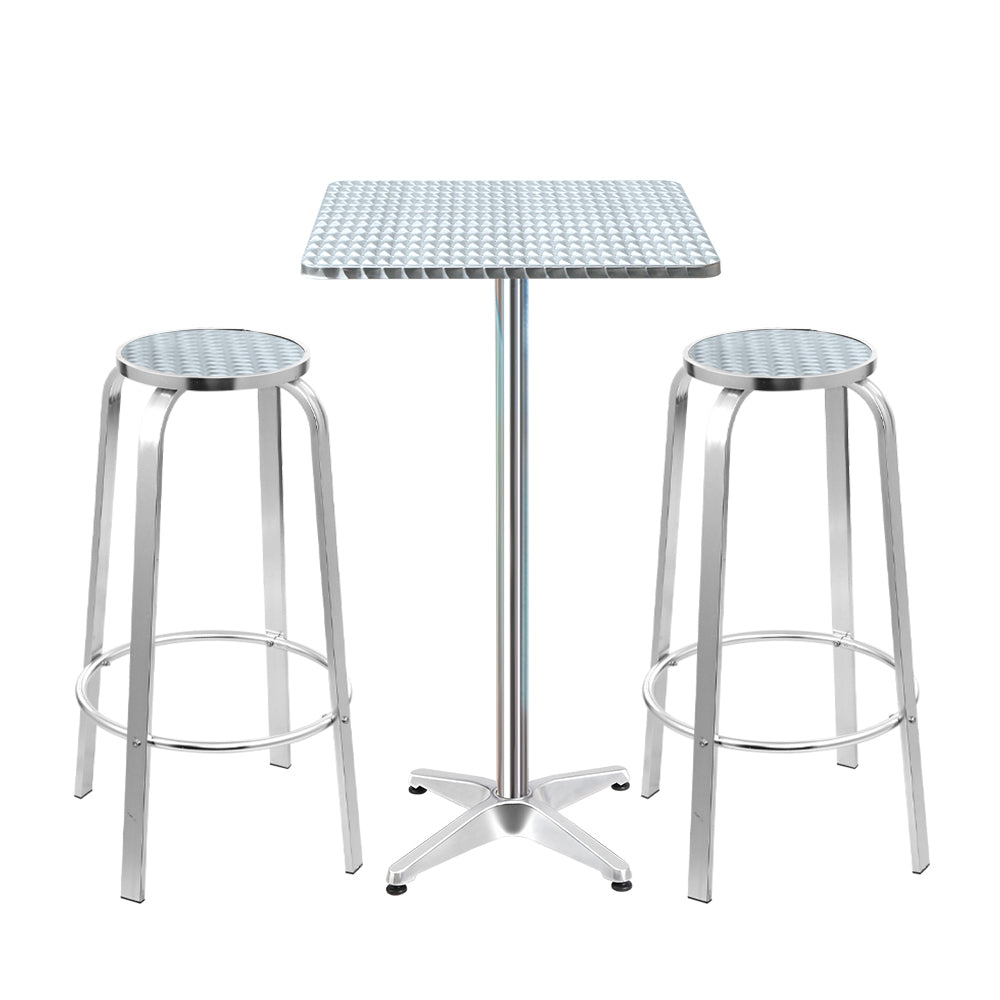 3-Piece Outdoor Bar Set | Bistro Table Stools Adjustable Height