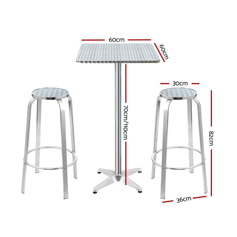 3-Piece Outdoor Bar Set | Bistro Table Stools Adjustable Height