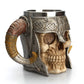 600ml Viking Skull Mug | Stainless Steel Gothic Horned Tankard Cup ID