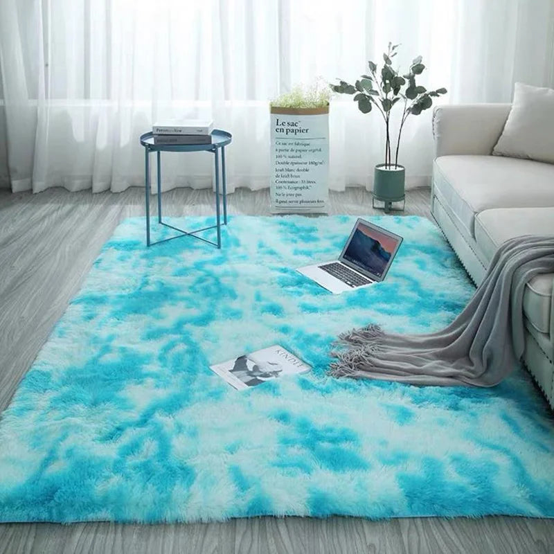 Soft Fluffy Tie-Dye Rug - Modern Plush Shaggy Area Carpet