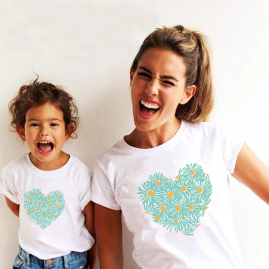 Family Matching T-Shirts | Mommy and Me Floral Heart Flower Outfits