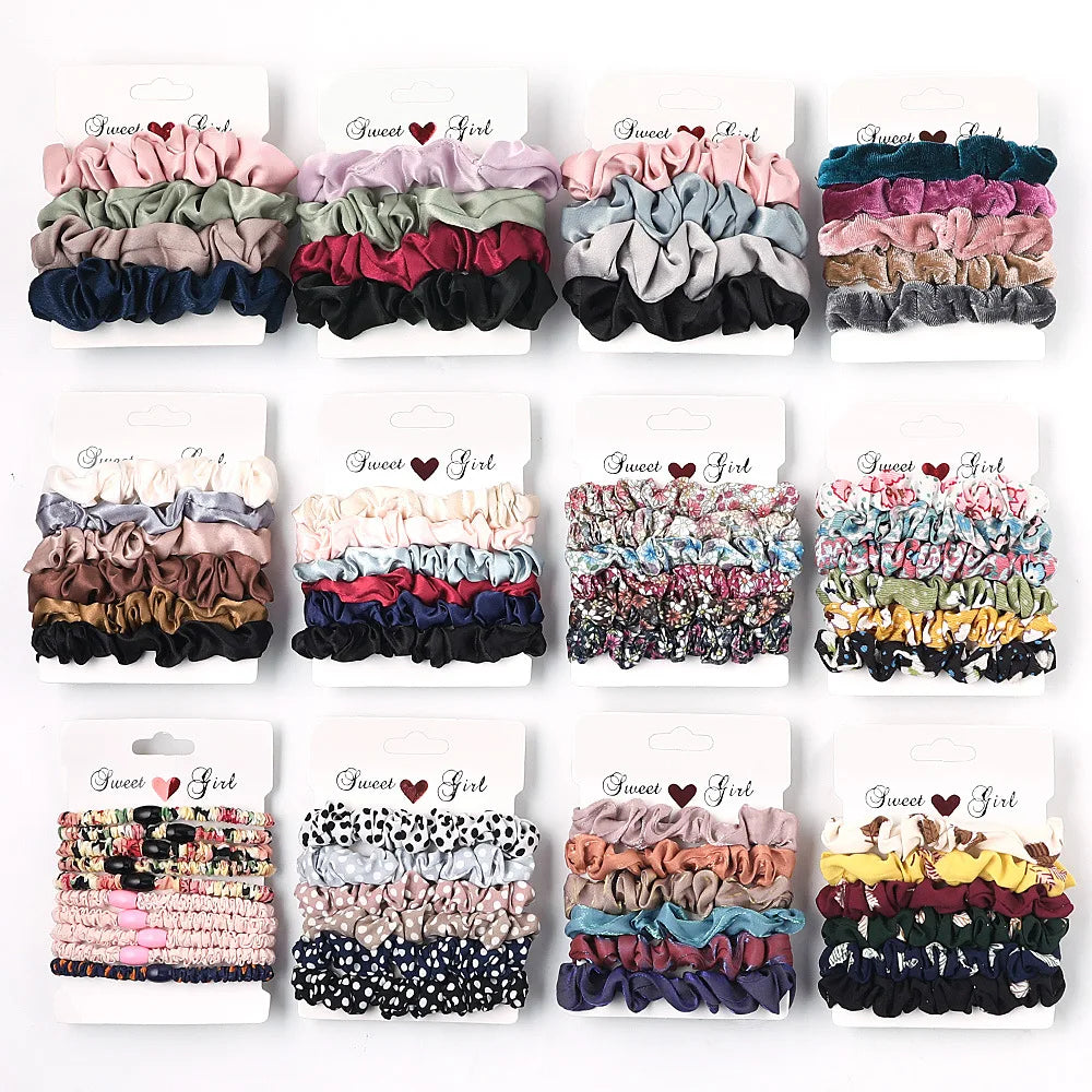 Silk Scrunchie Set | 6pc Floral Print Anti-Breakage Hair Ties