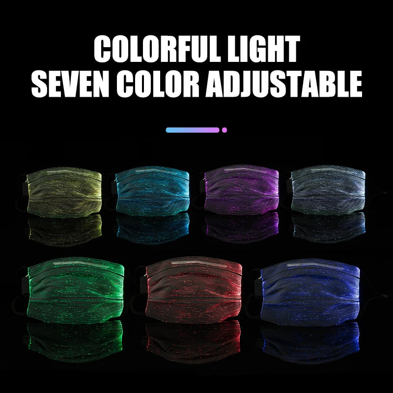 7 Colour LED Mask - Luminous Fibre Optic Light Up USB Charge