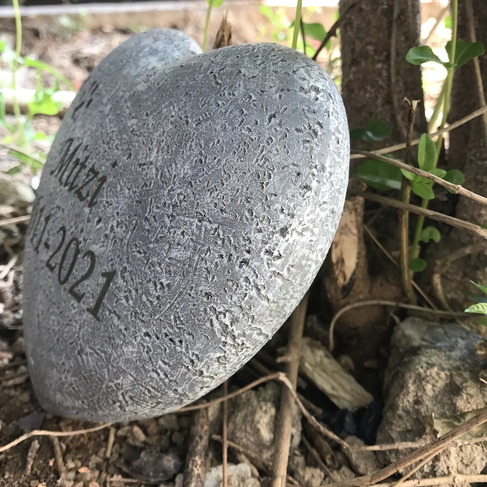 Heart Shaped Pet Memorial Stone - Weatherproof Paw Print Tribute