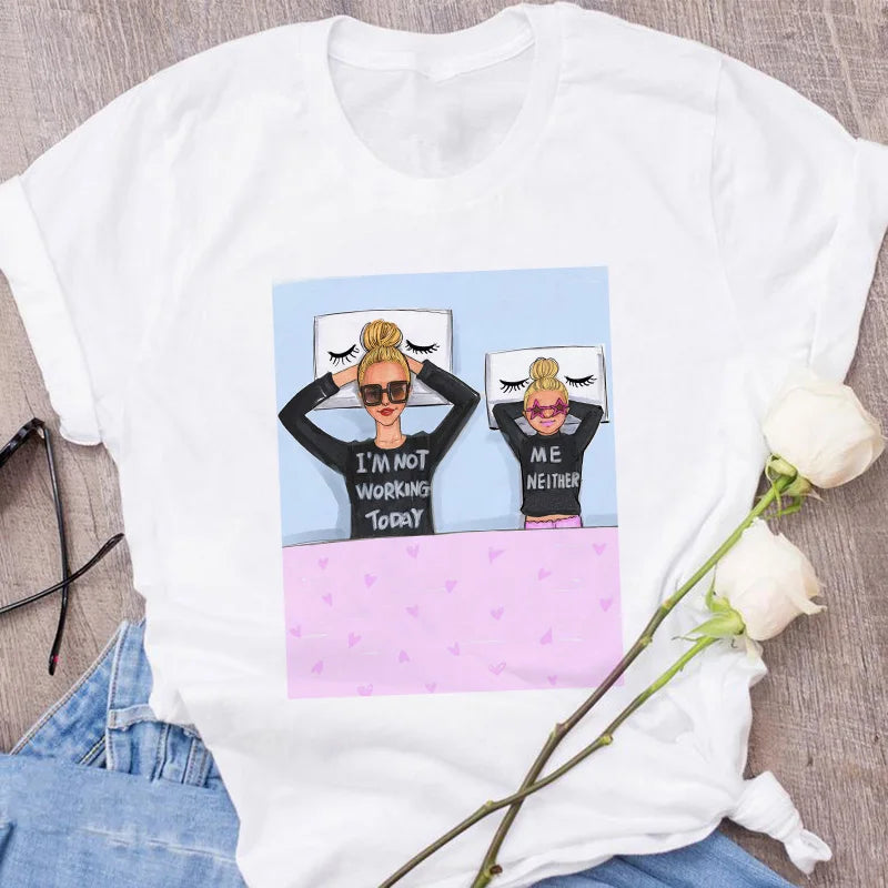 Super Mom Graphic T-Shirt | Pink Harajuku Mother's Love Summer Tee