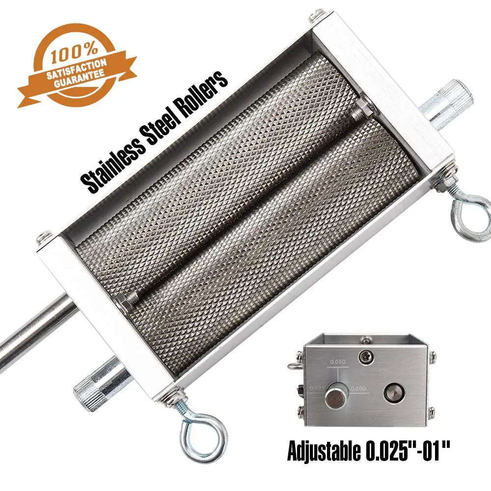 Adjustable 2-Roller Malt Mill | Stainless Steel Homebrew Grain Grinder