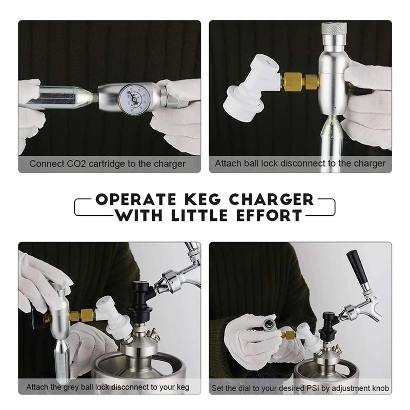 Portable Mini Keg CO2 Charger Kit | 0-60PSI Regulator & Ball Lock