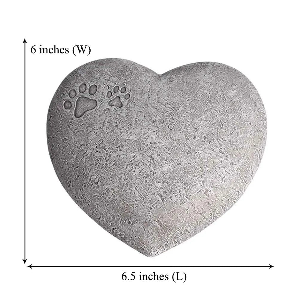 Heart Shaped Pet Memorial Stone - Weatherproof Paw Print Tribute