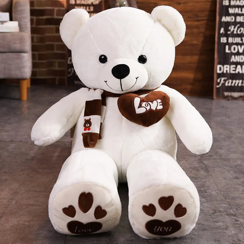 Giant 80cm Teddy Bear with Scarf | Soft Plush Stuffed Animal Kids Toy