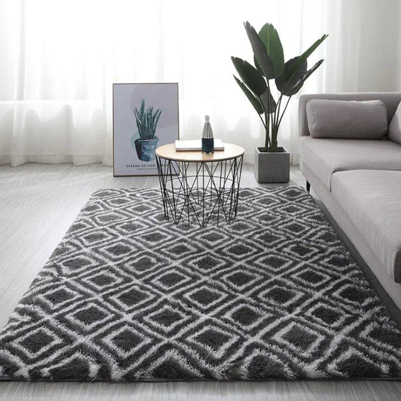 Soft Fluffy Tie-Dye Rug - Modern Plush Shaggy Area Carpet