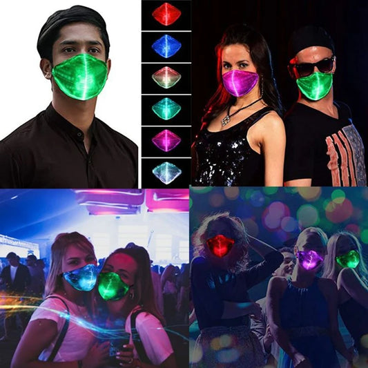 7 Colour LED Mask - Luminous Fibre Optic Light Up USB Charge