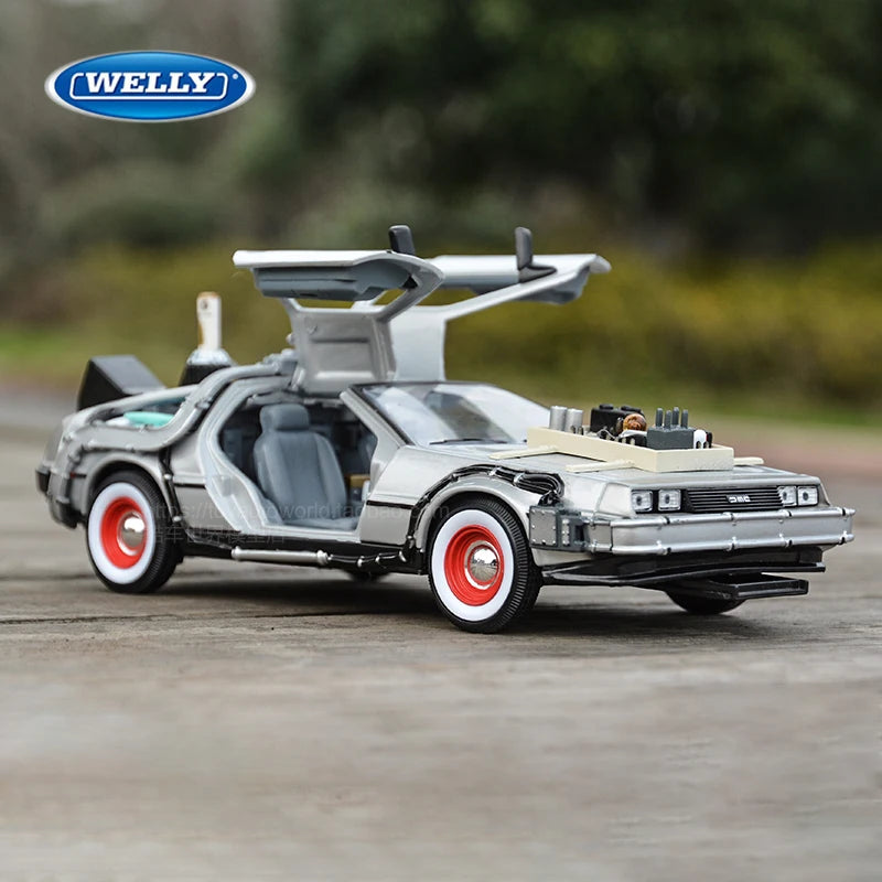 1:24 Diecast Time Machine Model | Metal Alloy Movie Car with Doors