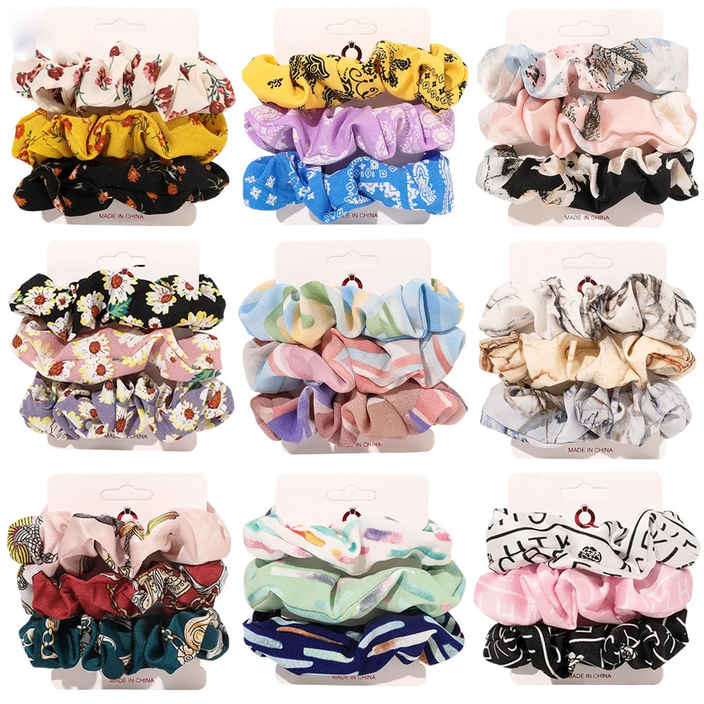 Silk Scrunchie Set | 6pc Floral Print Anti-Breakage Hair Ties