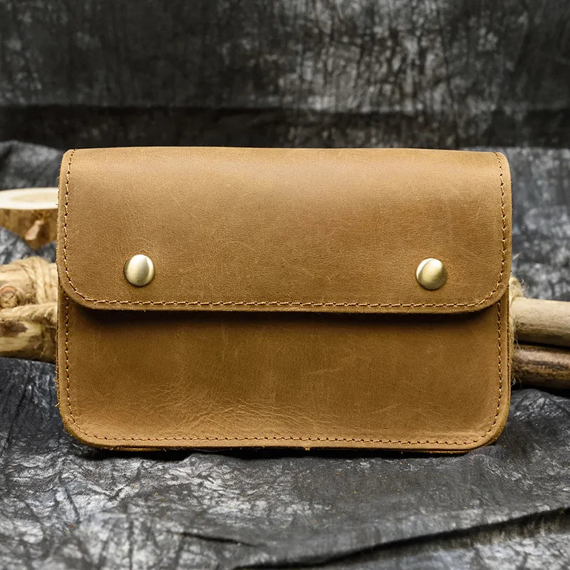 Men's Genuine Leather Belt Pouch | Vintage Waist Bag & Phone Holster
