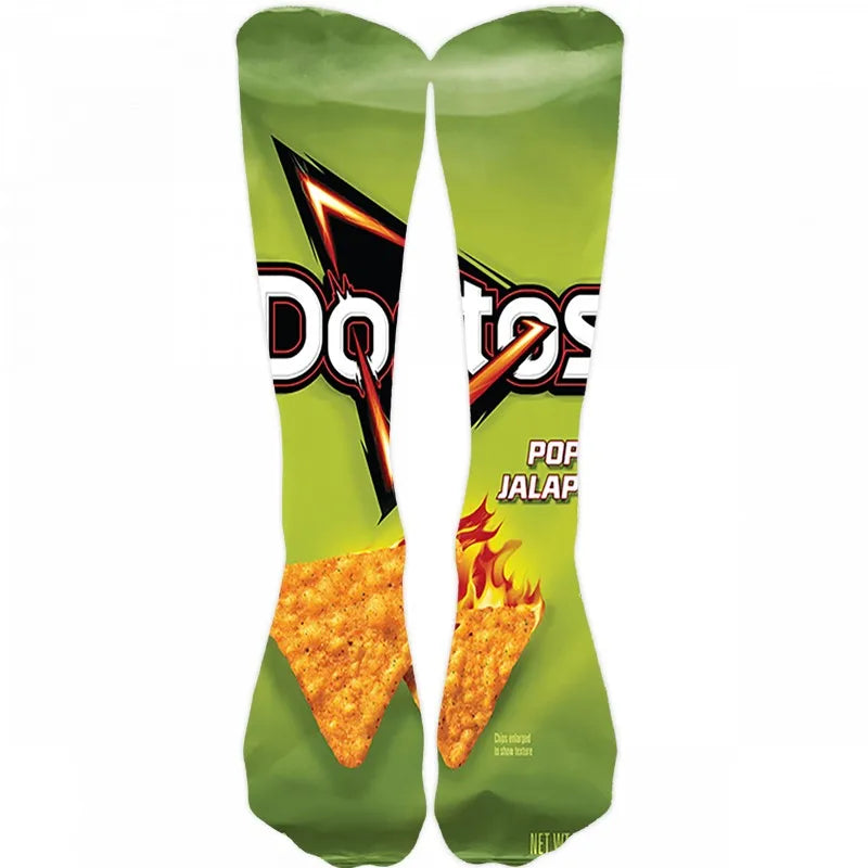 Funny Potato Chip Socks - 3D Printed Novelty Snack Art Socks
