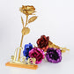 24K Gold Foil Eternal Galaxy Rose - Colorful Flower with "Love" Base