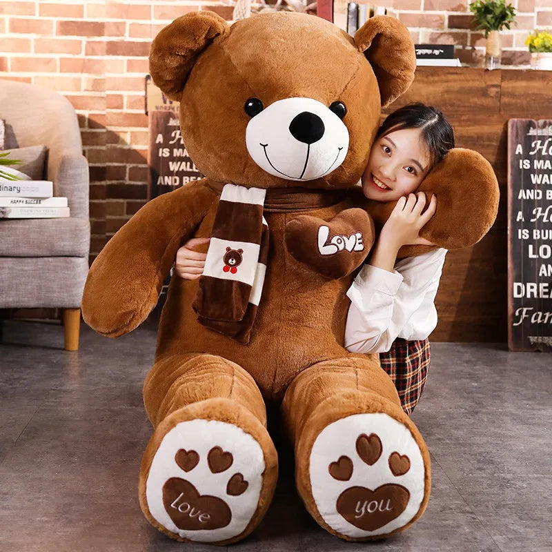 Giant 80cm Teddy Bear with Scarf | Soft Plush Stuffed Animal Kids Toy