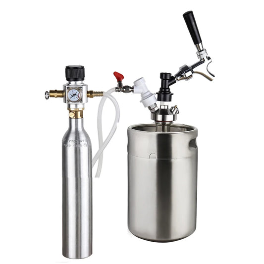 5L Pressurised Mini Growler Keg | 90 PSI Co2 Charger & Beer Tap System