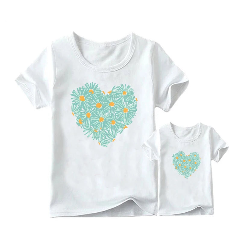 Family Matching T-Shirts | Mommy and Me Floral Heart Flower Outfits